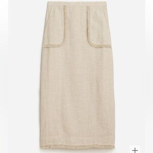 J.Crew midi length linen skirt with front pockets
